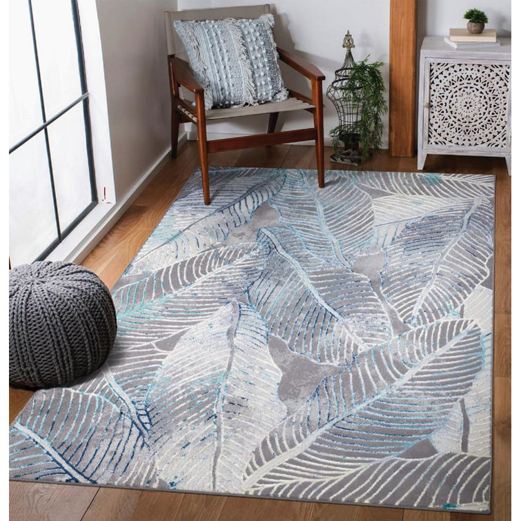 Bay Isle Home Edneyville Thick Soft Grey/Dark Grey/Blue Rug Wayfair.co.uk